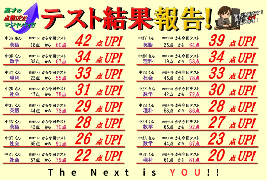 【十日市場/長津田の中学生の点数アップ報告!!】次は君だ╰(*°▽°*)╯