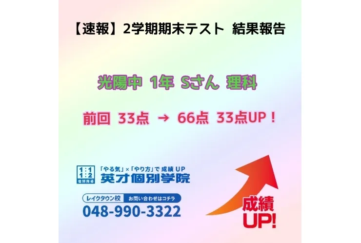 【速報】　2学期期末テスト結果報告⑧