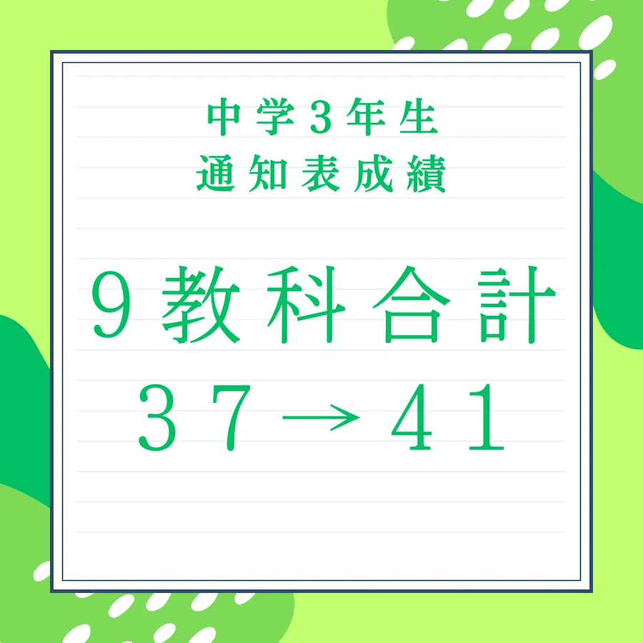 ★通知表9科合計37→41★